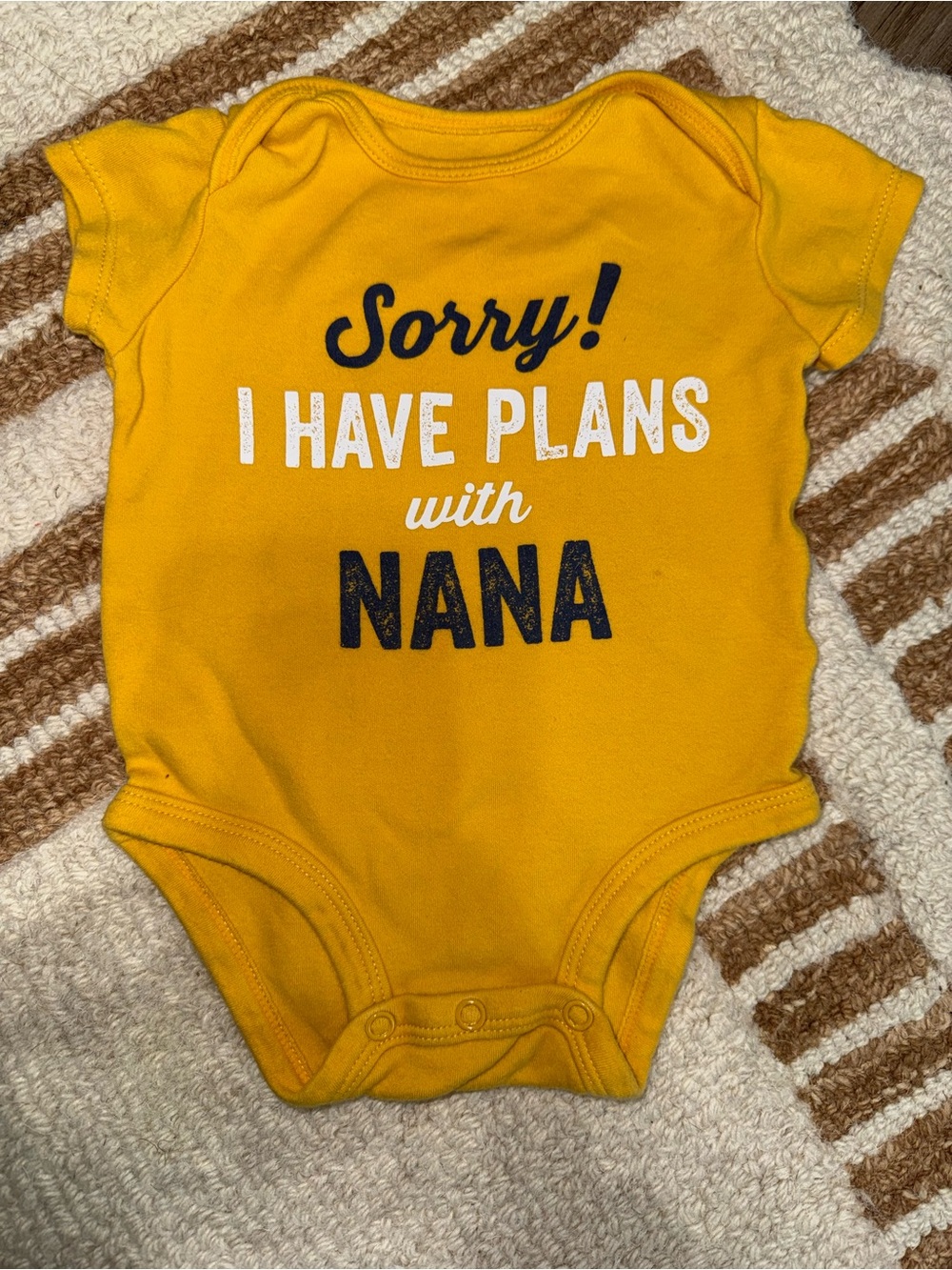 Carter's Yellow "Sorry! I Have Plans with Nana" Baby One-Piece 3M